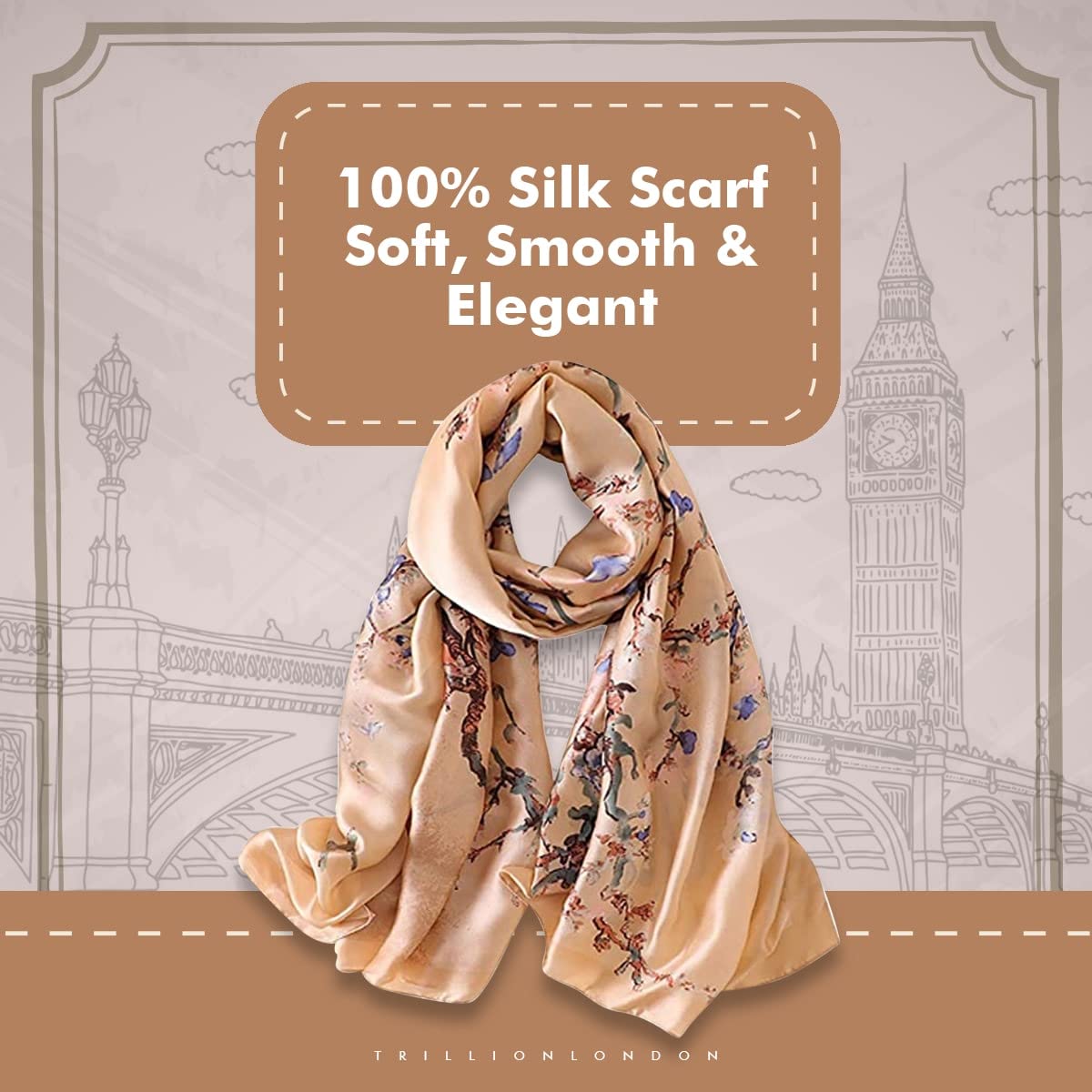 Trillion London Spring Collection | Designer Silk Scarf For Women | Lightweight Silk Scarves | Travelling & Gifting - Image 4