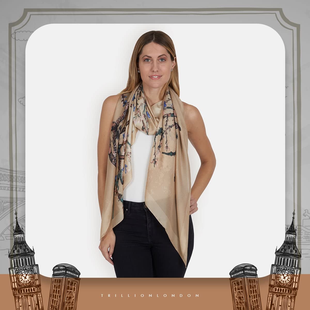 Trillion London Spring Collection | Designer Silk Scarf For Women | Lightweight Silk Scarves | Travelling & Gifting - Image 7