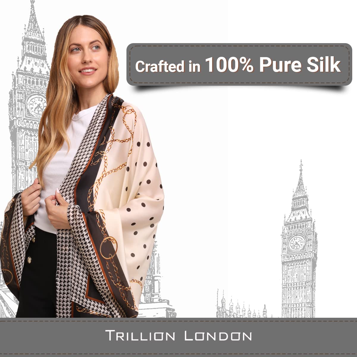 Trillion London Spring Collection | Designer Silk Scarf For Women | Lightweight Silk Scarves | Travelling & Gifting - Image 3