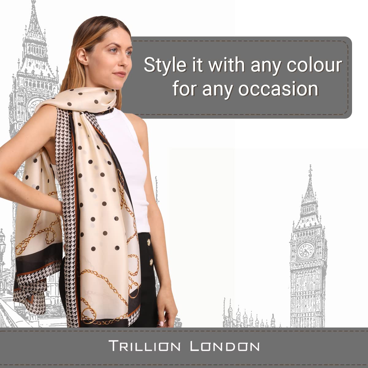 Trillion London Spring Collection | Designer Silk Scarf For Women | Lightweight Silk Scarves | Travelling & Gifting - Image 6