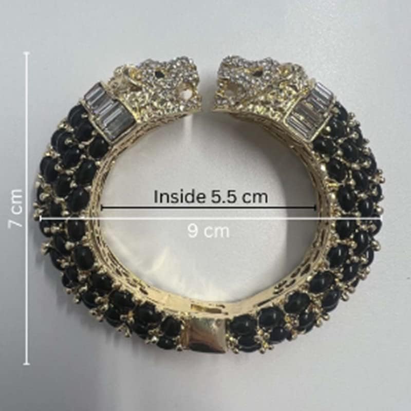 Trillion London Two-Headed Lion Crystal Embellished Cheetah Cuff Bracelets Bangles | Stylish Party & Wedding Accessories for Women | Gold Plated with Sparkling Crystals - Image 7