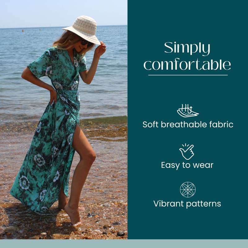 Trillion London Women's Viscose Cotton Kaftan Beach Bikini Cover-Up|Maxi Dress|Swimwear Caftan Loungewear|Fit UK Size 6 to 14 - Image 3