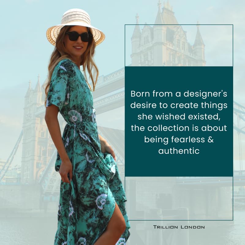 Trillion London Women's Viscose Cotton Kaftan Beach Bikini Cover-Up|Maxi Dress|Swimwear Caftan Loungewear|Fit UK Size 6 to 14 - Image 6